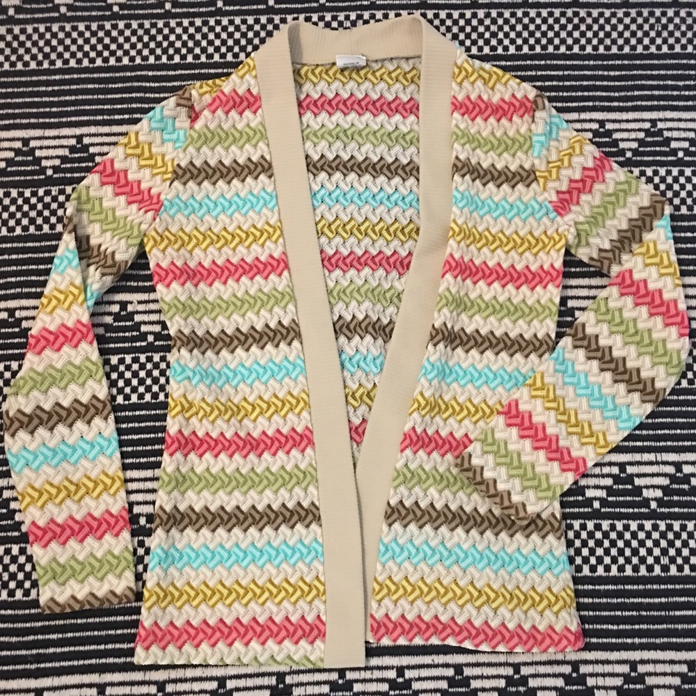 Deletes Tomorrow 60s Rainbow Chevron Cardigan